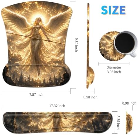 3-in-1 Ergonomic Memory Foam Keyboard Wrist Rest Pad Set, Girl Angel - Image 2