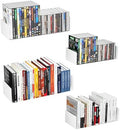 Metal Bali Floating Wall Shelves 15.5IN for Storage and Decor Wall Mounted CD DVD&Books Perfume, Make up Storage Shelves Living Room, Bedroom, Bathroom & Kitchen,4P-White, 15.5&13.6INCH by YFEEN
