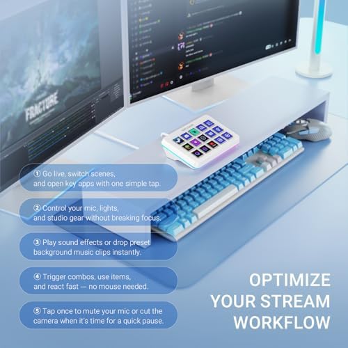 FIFINE AmpliGame Gaming Controller with 15 Shortcuts for OBS Streaming Studio with Macro Keys, Trigger Actions, PC Media RGB Controller for Content Creation/Office Work-D6 White - Image 5