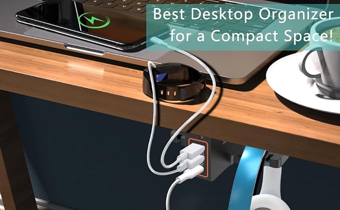 cozoo Desk Headphone Holder Hook Headset Watch Cable Bag Storage Black | 2 USB-A & 1 Type-C Ports; Holds Headphones,Watches, Cables, Various Bags,Multifunctional Desk Storage Hook for Gaming Office - Image 8