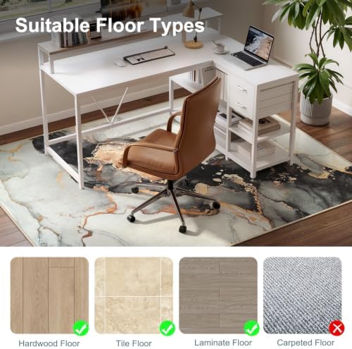 Anidaroel Office Chair Mat for Hardwood/Tile Floor, 48"x60" Desk Chair Mat for Office Gaming, Under Desk Rug for Rolling Chair, Anti-Slip Computer Chair Mats, Low-Pile Carpet Protector Rug - Image 2