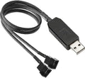 Gebildet Full Speed 12V Voltage Step-Up USB to Dual 3-Pin and 4-Pin PC Fan Sleeved Power Adapter Cable by Gebildet