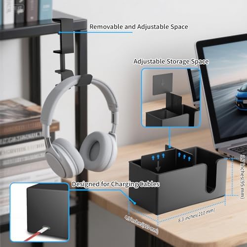 OOKUU 4-in-1 Desk Organizer- Large Desk Cup Holder Clamp with Headphone Stand, Pencil Holder and Phone Stand - Detachable, Rotating Hanger, Office & PC Gaming Accessories for Cup, Phone and Pen - Image 4