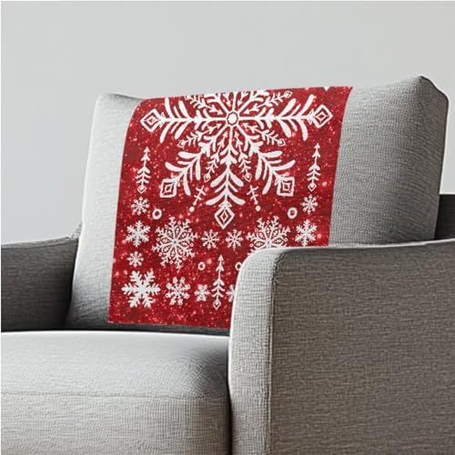 Christmas Decor Snowflake 2/Set Recliner Headrest Protector 26x16 Inch - Durable Polyester Cover, Water-Resistant & Breathable with Anti-Slip Base, Easy-Install Includes Nails by ZCFYGDX