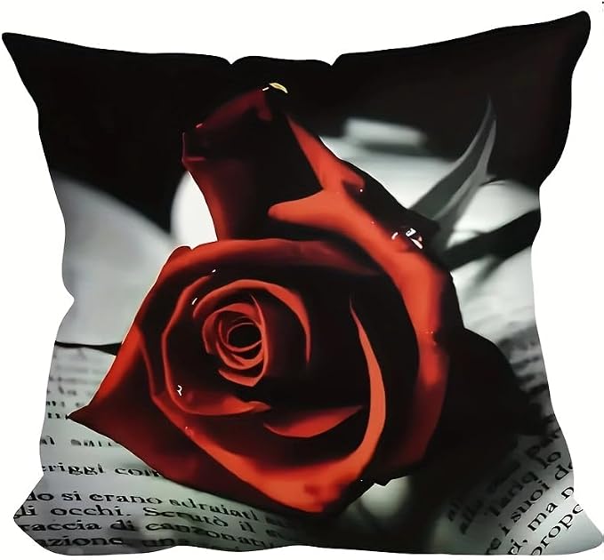 4pcs Romantic Red Rose Decorative Throw Pillow Case - Perfect for Valentine's Day, Home, Bedroom, Living Room More!Single-sidedPrinting Without Insert, Short Plush Material，Pillow Covers 18x18 - Image 5