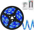 echosari Blue Led Strip Lights Waterproof Battery Operated with Remote, 8 Modes, Dimmable, Timer, Self-Adhesive, Cuttable, 3M 90Led Battery Strip Led Light for Indoor Outdoor Decor by echosari