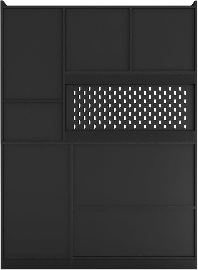 L Shaped Desk with Power Outlets and USB Charging Ports, Black Corner Computer Desk with Drawers, Bookshelf, LED Light, Pegboard, Modern Home Office Gaming Writing Study Table - Image 7