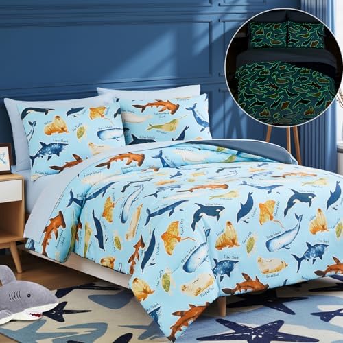 Boys Full Size Bedding Set -7 Pieces Ocean Bedding Full Size Comforter Sets - Image 6