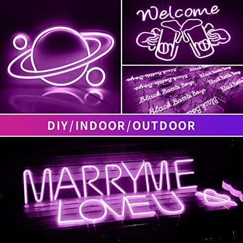 LED Neon Lights Flexible Purple 16.4FT/5M 12V DC Waterproof Flexible LED NEON Light for Indoors Outdoors Decorm [Power Adapter Included] - Image 4