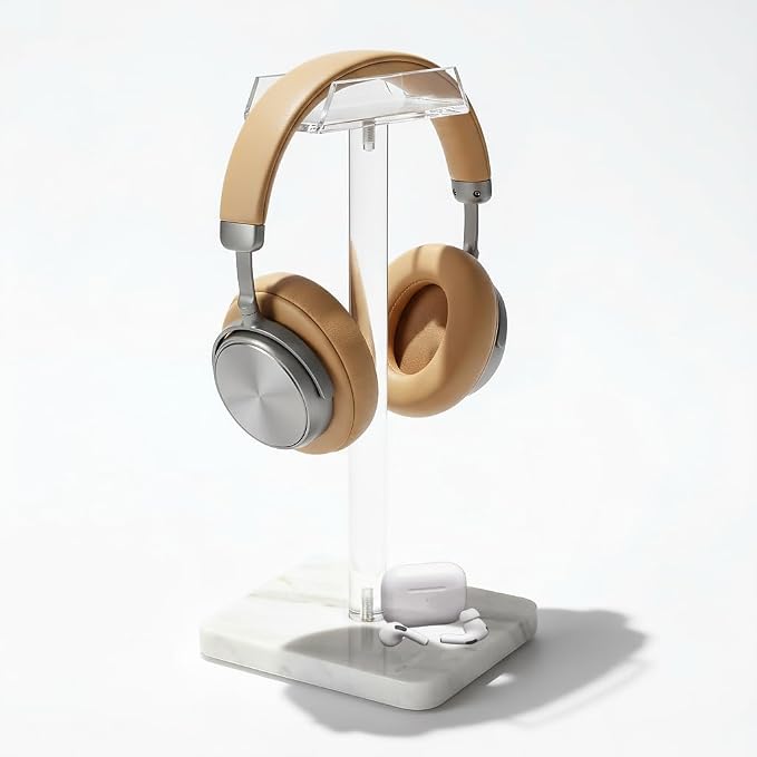 Acrylic Marble Headset Headphone Holders for Office Gaming Station by Dealpoli