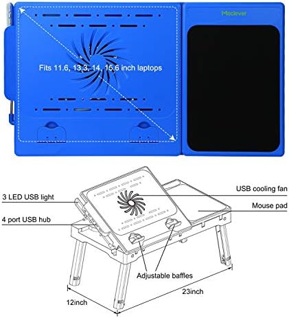 Moclever Laptop Table for Bed-Multi-Functional Laptop Bed Table Tray with Internal Cooling Fan & 2 Independent Laptop Stands-Foldable & 3 Different Height Laptop Desk-LED Lamp-4 Port USB - Image 3