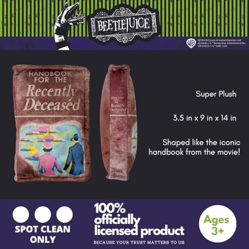 Beetlejuice For The Recently Deceased Book Bedding Super Soft Plush Decorative Throw Pillow, 14 in X 9 in, (Officially Licensed Product) By Franco Collectibles - Image 3