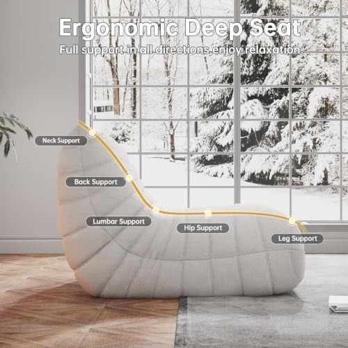WHGBJA Oversized Bean Bag Chair for Adults with Memory Foam 3 Seater Couch | Floor Sofa Couch for Gaming, Reading, Bedroom, Living Room, Comfy, Boneless, Ergonomic - Image 5