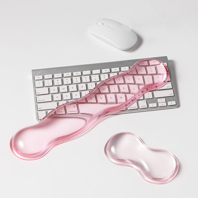 Clear Gel Wrist Rest for Keyboard, Keyboard Wrist Rest for Typing Pain Relief, Ergonomic Keyboard Arm Rest, Suitable for Office, Gaming, Computer, Laptop - Pink - Image 2