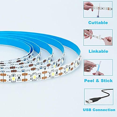5V USB Blue 460-465nm LED Strip USB Powered 13.12ft/4M(2pcs x 6.6ft) - Image 4