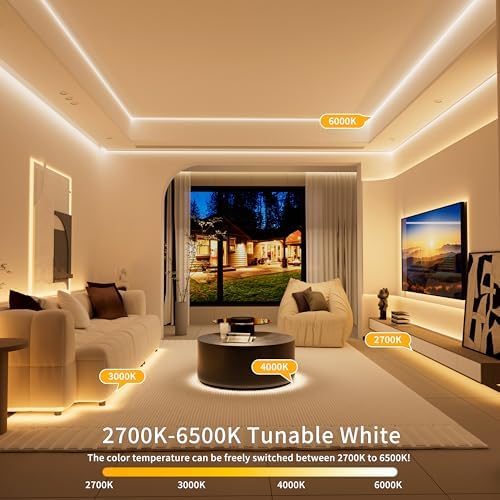 PAUTIX 5V USB CCT Tunable COB LED Strip Lights 6.56ft/2m,1280LEDs 1200lm 2700K-6500K Dimmable CRI85+ with RF Remote TV Backlight,Flexible Under Cabinet Tape Light for Bedroom,Kitchen,Home DIY Lighting - Image 2