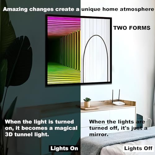 3D Infinity Mirror Light, 12in/30cm Square RGB Tunnel Light, 358 LEDs - Image 2