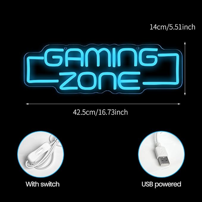 Gaming Zone Neon Sign,Game Zone Neon Sign for Teens Gamer Room Decor，Gaming Light Neon Sign for Gaming Wall Decor，Led Neon Gaming Sign for Gamer Gifts Boys - Image 5