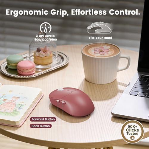 Wireless Keyboard and Mouse Combo, Magnetic Soft-Touch Wrist Rest, Pink - Image 6