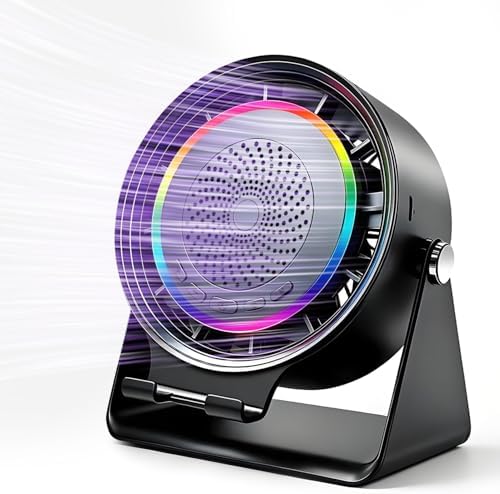 Bluetooth Speaker Desk Fan with Phone Stand & RGB Light by Anyyuk