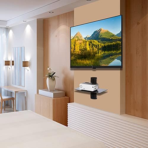 WALI 1 Tier Glass Floating TV Wall Shelf for Projector, DVD Players - Image 5