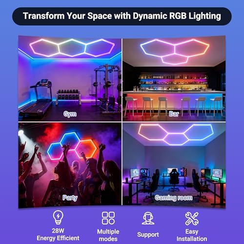 RGB Hexagon Lights with Music Sync Mode 358+ Color Changing LED Lights - Image 2