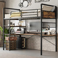 GarveeHome Loft Bunk Bed with L-Shaped Desk, Industrial Twin Loft Bed,Brown by GarveeHome