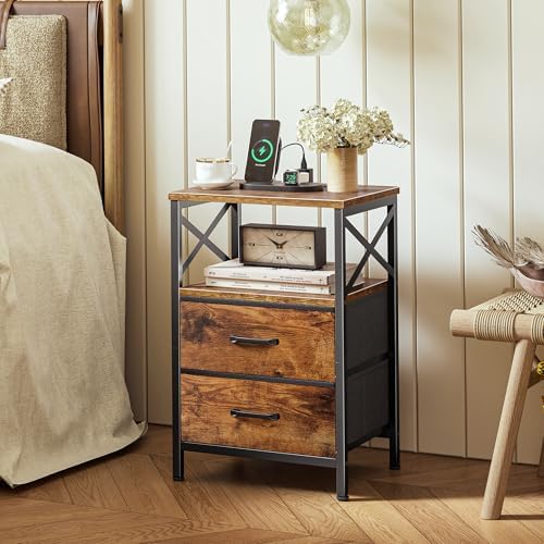 Huuger Nightstand Set of 2 with Charging Station, USB-C Port, End Tables - Image 2