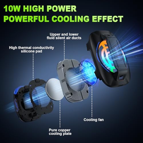 Cell Phone Cooler for Gaming, Magnetic Portable Radiator with RGB Lights, 3000mAh Rechargeable Battery, Compatible with iPhone, iPad, Android - Image 5
