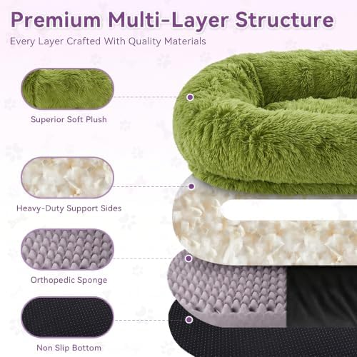 Human Dog Bed, Oversized Plush Lounger Bed with Plump Pillow and Blanket - Image 5