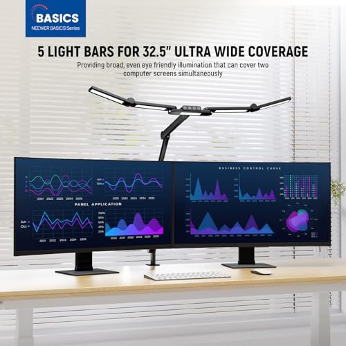 NEEWER Basics 32.5" Clip On Desktop LED Light for Home Office, 23W LED Dimmable Architect Lamp with Table Desk Clamp, 5 Light Bars, Computer Drafting Video Conference Atmosphere Lighting, DL01 - Image 2