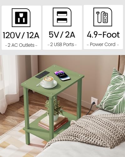 TUTOTAK End Table with Charging Station, Side Table Set of 2, Nightstand - Image 6