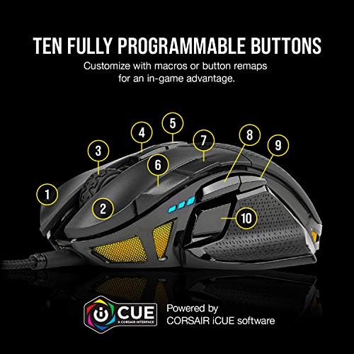Corsair NIGHTSWORD RGB Adjustable Weight FPS MOBA PC Gaming Mouse – Black - Image 6