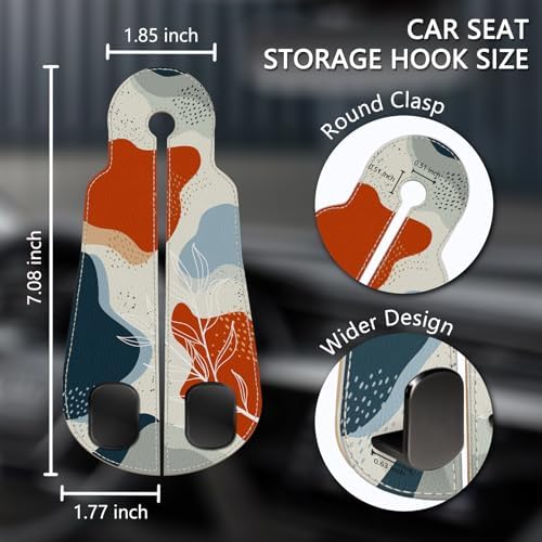 Blusabaca 2PCS Car Seat Headrest Hooks, Purses Bags Holder, Abstract Leaf - Image 5