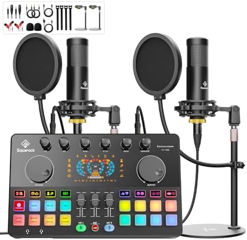 M100 2‑Person Podcast Equipment Bundle,Dual XLR‑3.5 Condenser Mics by SquarockTek