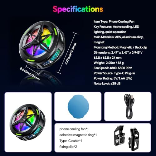 Magnetic/Clip-On USB Phone Cooler for Gaming/Video/Live/Vlog,Cell Phone Fan - Image 7