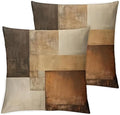 Decorative Throw Pillow Covers, Modern Abstract Brown Geometric Pattern, Set of 2，20x20 Pillows Linen Pillowcase，Modern Decorative Square Pillowcases for Sofa Couch Bedroom Living Room Car by Unknown