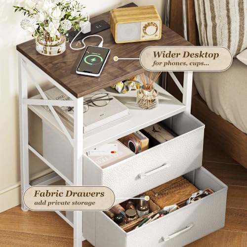 Huuger Nightstand Set of 2 with Charging Station, USB-C Port, End Tables - Image 5
