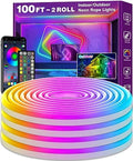 AILBTON 100Ft Neon Rope Lights,Flexible Led Rope Lights Control with App/Remote,Multiple Modes RopeLights,IP65 Outdoor RGB Led Neon Lights NonWater Resistant,Music Sync Gaming Led NeonLight Strip by AILBTON