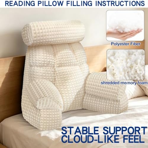 FXXUDVNIIN Back Pillow for Bed Sitting up – with 9.4" Armrest - Image 3