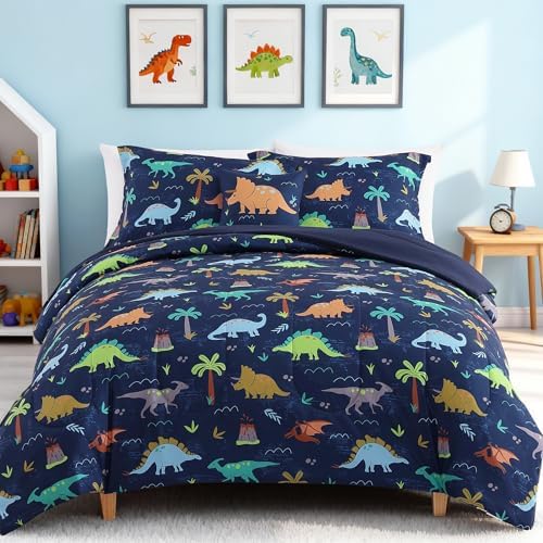 Boys Comforter Sets Full Size - 4 Pieces Dinosaur Bedding Full Bedding Set by KaleidoSpaceHomeCollection