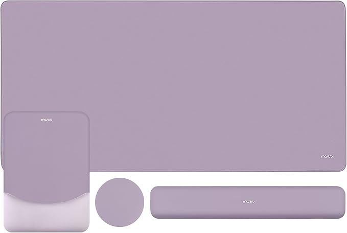MOSISO Keyboard Mouse Pad Set, Large Gaming Mouse Pad&Keyboard Wrist Rest | Rectangular Mousepad with Wrist Rest&Coaster, Ergonomic Non-Slip&Easy Typing Pad with Curved Silicone Lining, Purple by MOSISO