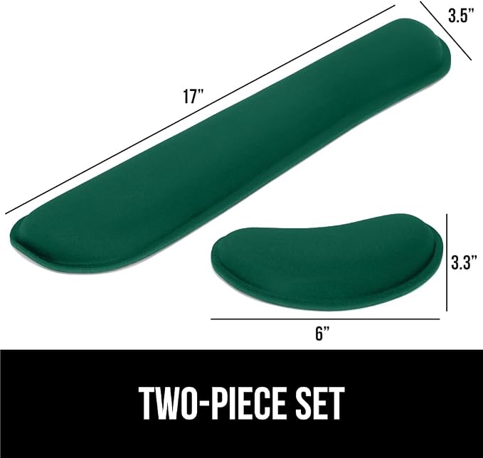 GORILLA GRIP Silky Gel Memory Foam Wrist Rest for Computer Keyboard, Mouse, Ergonomic Design for Typing Pain Relief, Desk Pads Support Hand, Arm, Mousepad Rests, Stain Resistant, 2 Piece, Hunter Green - Image 7