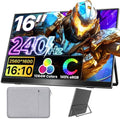 Upperizon Portable Monitor 16 inch 2K QHD 2560X1600 145% sRGB 240 Hz HDR HDMI USB-C Travel Monitor for Laptop MacBook PC Surface PS5 Xbox, External Display with Kickstand & Speakers, VESA Compatible by Upperizon