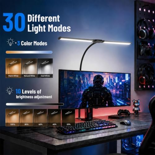 Desk Lamps for Home Office, Computer Light Bar, Double Head, Black - Image 2