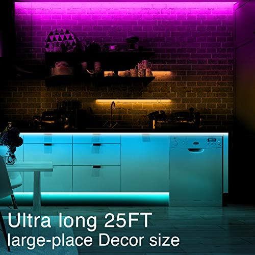 phopollo 5050 LED Strip Lights, 25ft Led Lights for Bedroom with 44 Keys IR Remote Controller and 12V Power Supply - Image 5