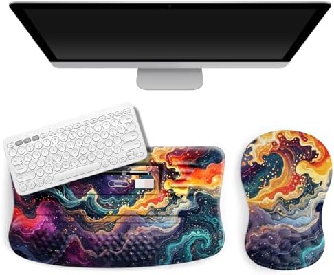2-in-1 Set, Ergonomic Keyboard Stand with Wrist Rest and Mouse Pad with Wrist Support, Memory Foam for Carpal Tunnel Pain Relief, Improves Wrist Typing Posture, Starry Sky by Unknown