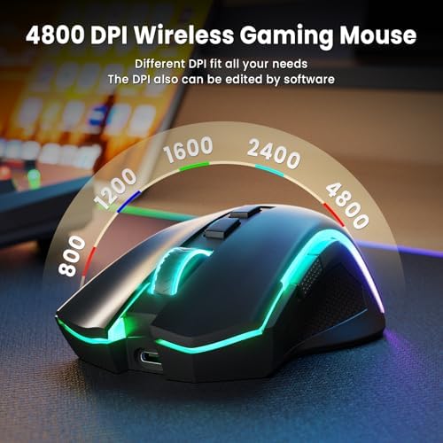 Redragon S101M-KS Gaming Keyboard and Mouse Wireless with Tri-Mode, RGB Keyboard and 4800 DPI Gaming Mouse, 10 Independent Multimedia Keys for Wins, PC, Computer, Wireless S101 Ideal for Gamer - Image 4