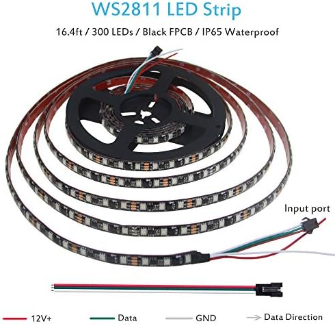 ALITOVE WS2811 RGB-IC Addressable LED Light Strip 16.4ft 300LEDs 12V LED Strip Lights Dream Color Programmable LED Pixel Rope Light Waterproof IP65 with 3M VHB Adhesive Back(No Adapter & Controller) - Image 2
