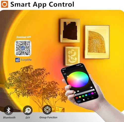 Sunset Lamp with App Control – 360° Rotatable Multicolor Sunset Projector, 16M Colors, Perfect for Bedroom Decor, Photography, TikTok Live, Parties & Gifts - Image 4
